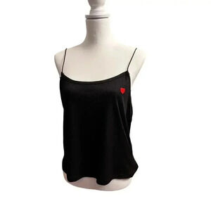 One step up NWT tank top black with heart appliqué 2X
